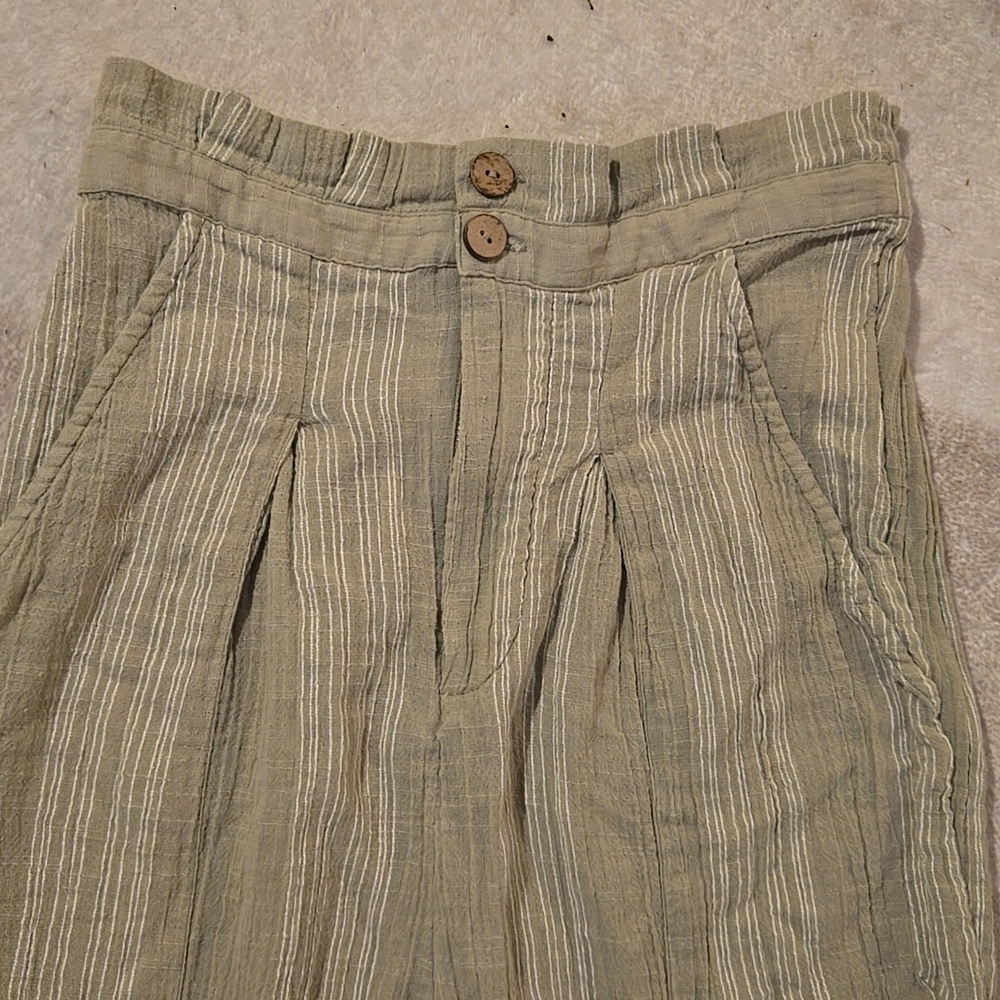 Free People Striped Semi-Sweet Cropped Sage Pants XS EUC - Picture 8 of 9